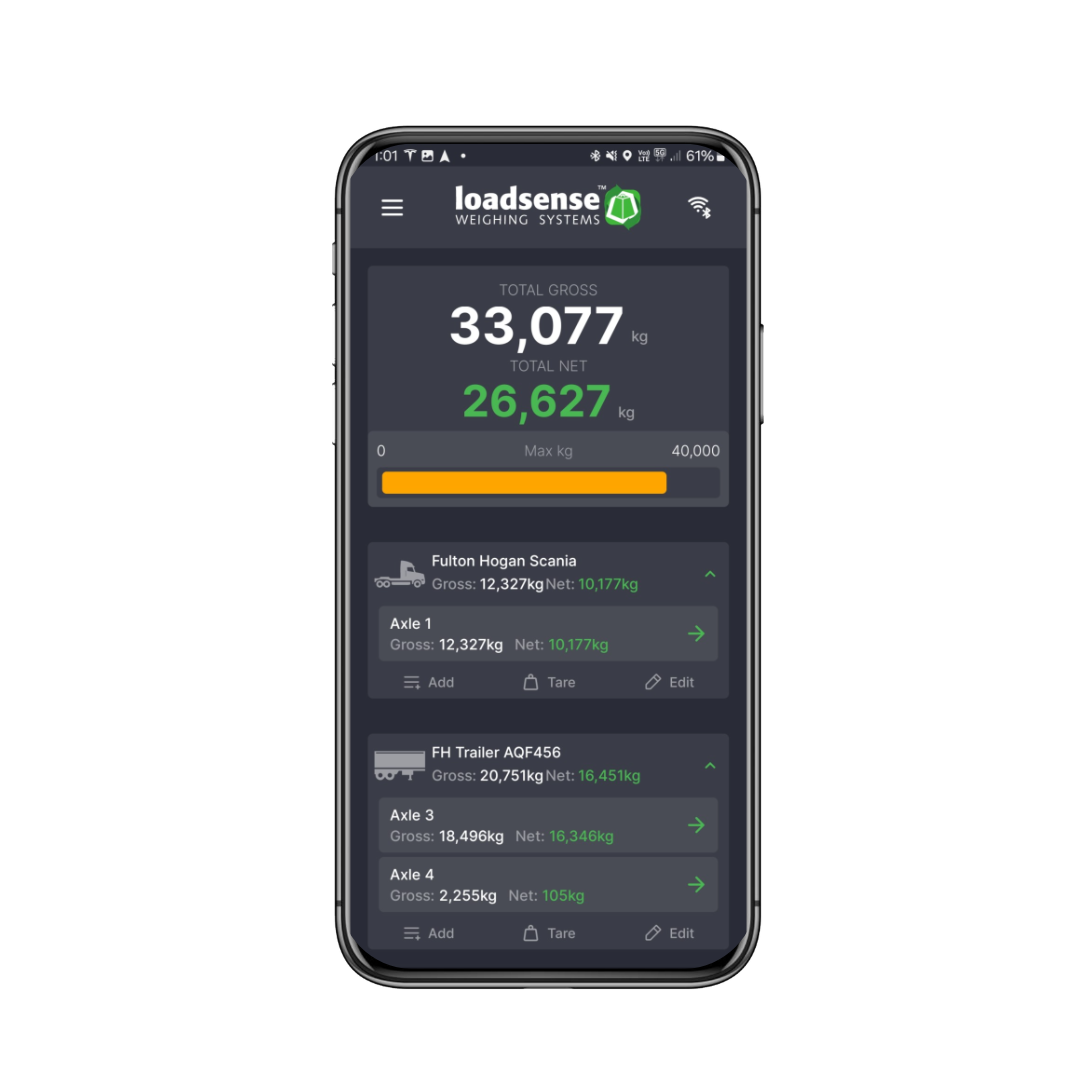 loadsense app truck trailer scale Bluetooth wireless iOS Android